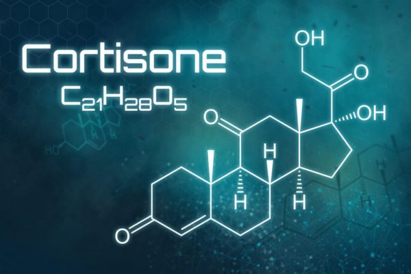 Chemical formula of Cortisone on a futuristic background Chemical formula of Cortisone on a futuristic background